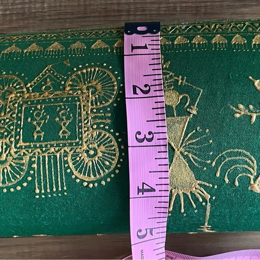 Ranes Green and Gold Painted Evening Clutch
